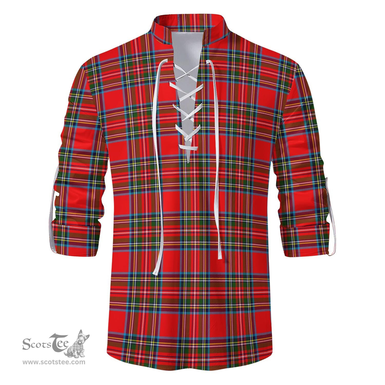 ScotsTee Shop Scottish Stewart Royal Clan Tartan Mens Scottish Jacobite Ghillie Casual Shirt