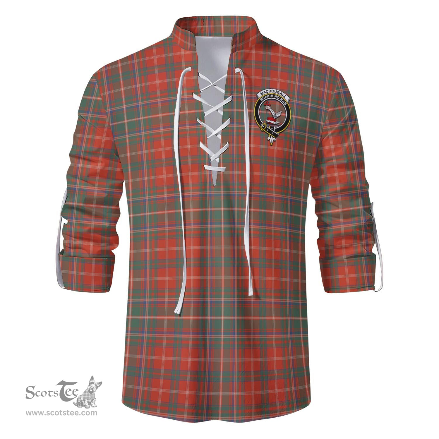 ScotsTee Shop Scottish MacDougall Ancient Clan Crest Tartan Mens Scottish Jacobite Ghillie Casual Shirt