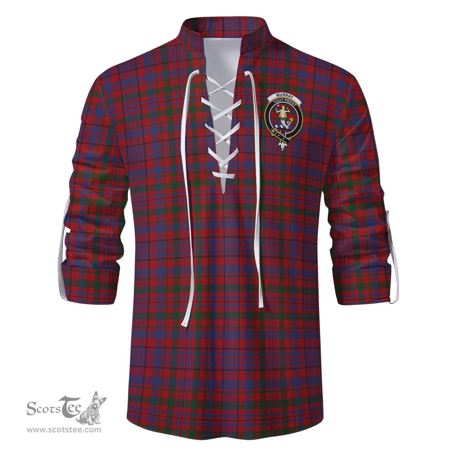 ScotsTee Shop Scottish Murray of Tullibardine Clan Crest Tartan Mens Scottish Jacobite Ghillie Casual Shirt