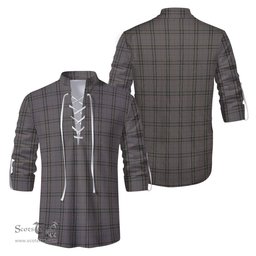 ScotsTee Shop Scottish Stewart Grey Clan Tartan Mens Scottish Jacobite Ghillie Casual Shirt