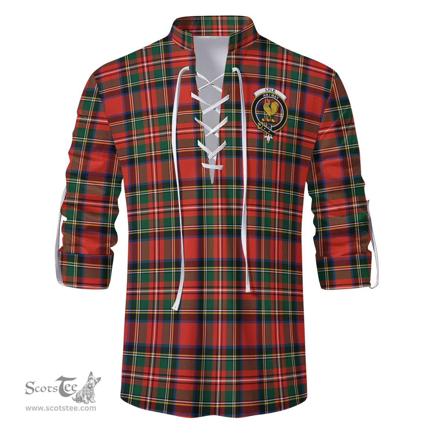 ScotsTee Shop Scottish Lyle Clan Crest Tartan Mens Scottish Jacobite Ghillie Casual Shirt