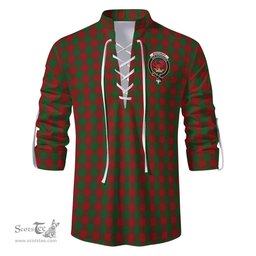 ScotsTee Shop Scottish Moncrieff Clan Crest Tartan Mens Scottish Jacobite Ghillie Casual Shirt