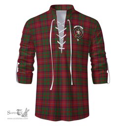 ScotsTee Shop Scottish Shaw of Tordarroch Red Dress Clan Crest Tartan Mens Scottish Jacobite Ghillie Casual Shirt