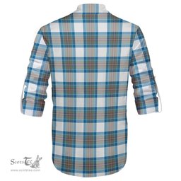 ScotsTee Shop Scottish Stewart Muted Blue Clan Crest Tartan Mens Scottish Jacobite Ghillie Casual Shirt