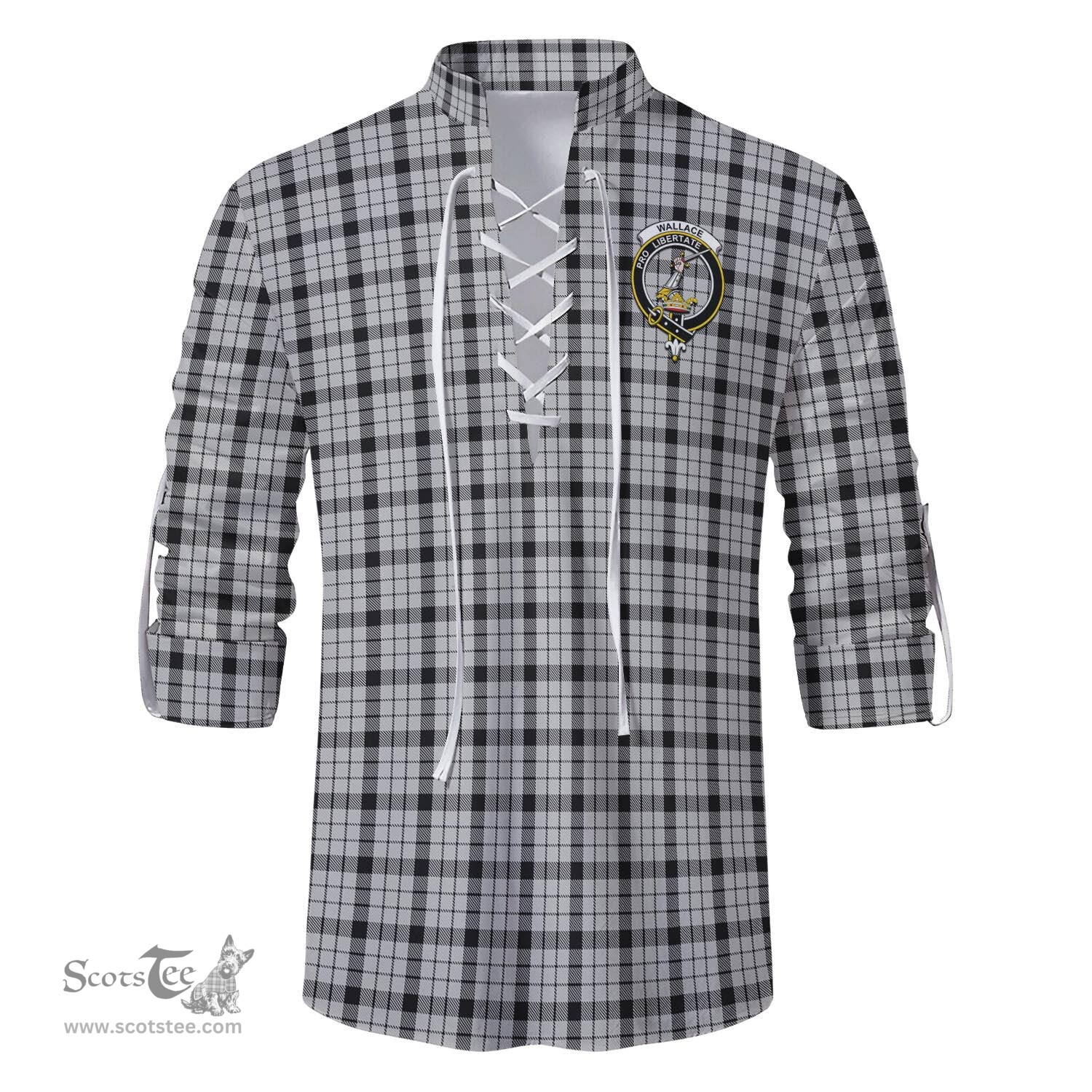 ScotsTee Shop Scottish Wallace Dress Clan Crest Tartan Mens Scottish Jacobite Ghillie Casual Shirt