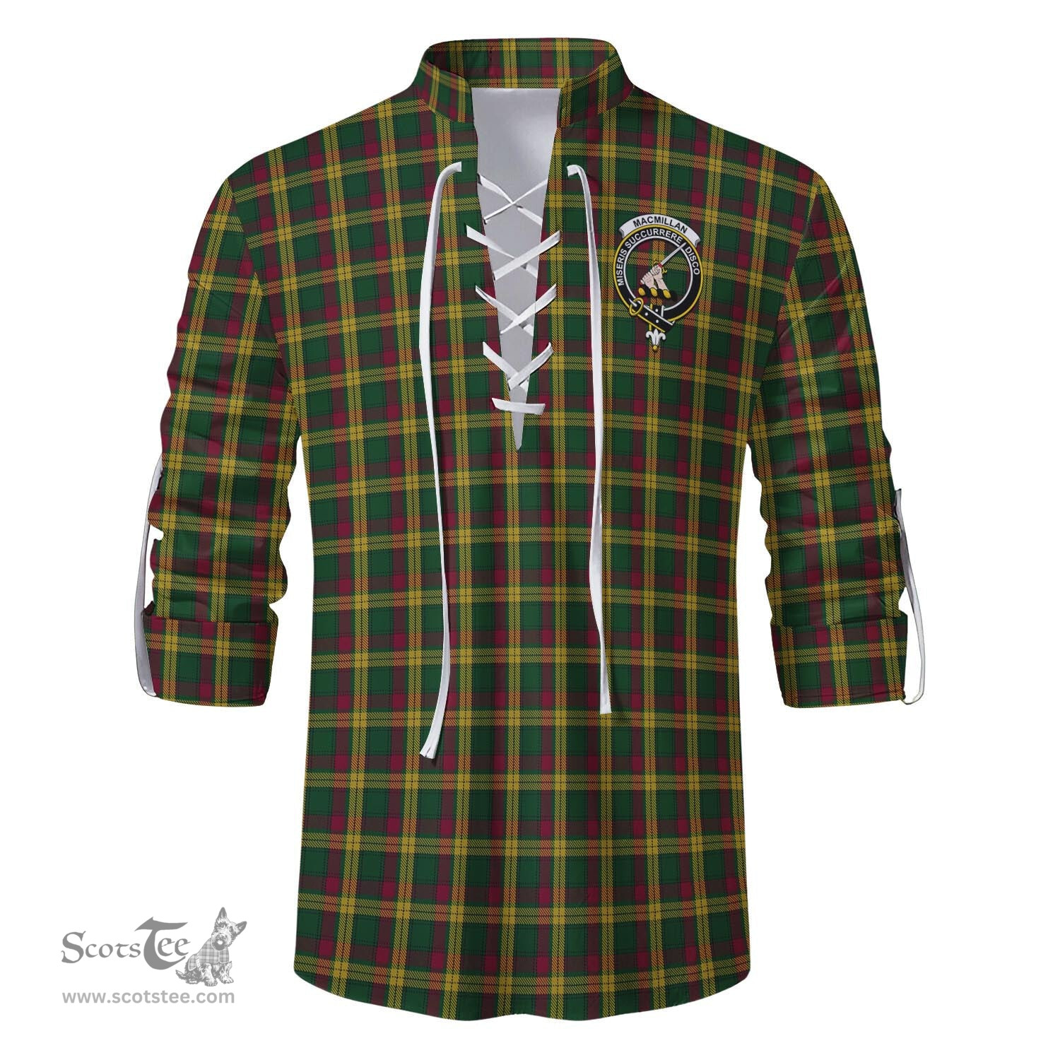 ScotsTee Shop Scottish MacMillan Ancient Clan Crest Tartan Mens Scottish Jacobite Ghillie Casual Shirt