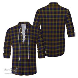 ScotsTee Shop Scottish MacLellan Modern Clan Tartan Mens Scottish Jacobite Ghillie Casual Shirt