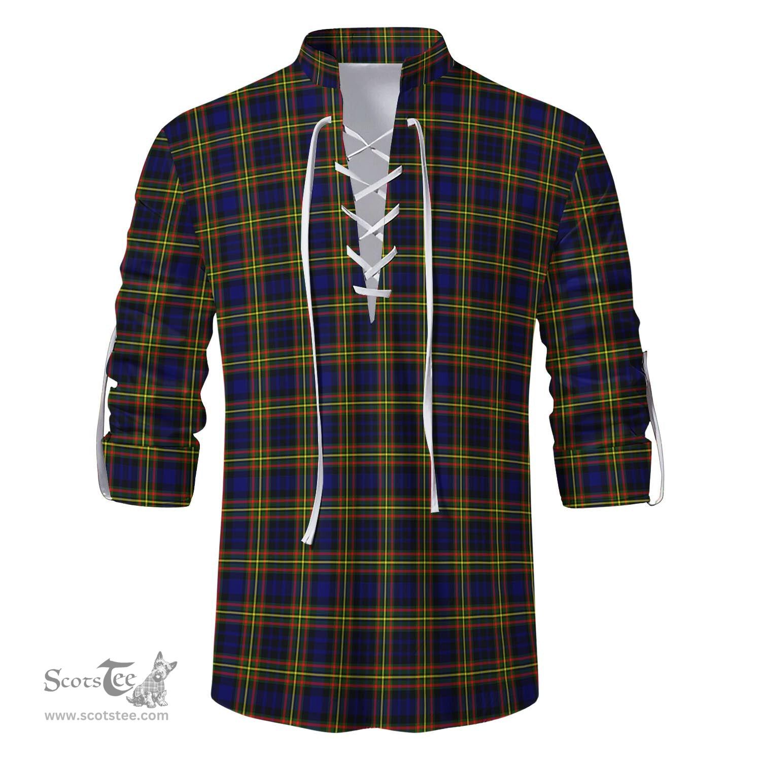 ScotsTee Shop Scottish MacLellan Modern Clan Tartan Mens Scottish Jacobite Ghillie Casual Shirt