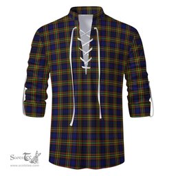 ScotsTee Shop Scottish MacLellan Modern Clan Tartan Mens Scottish Jacobite Ghillie Casual Shirt