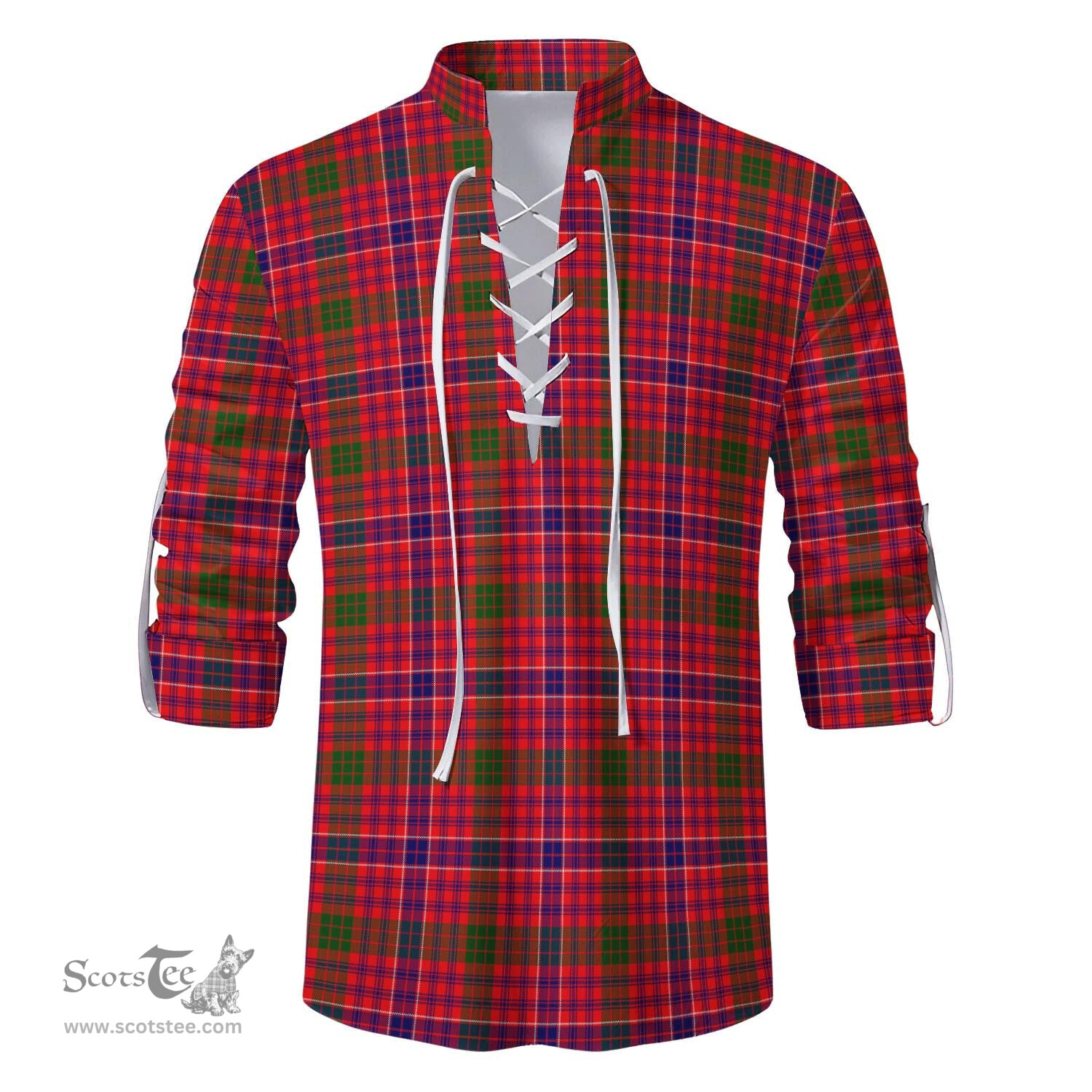 ScotsTee Shop Scottish MacRae Modern Clan Tartan Mens Scottish Jacobite Ghillie Casual Shirt