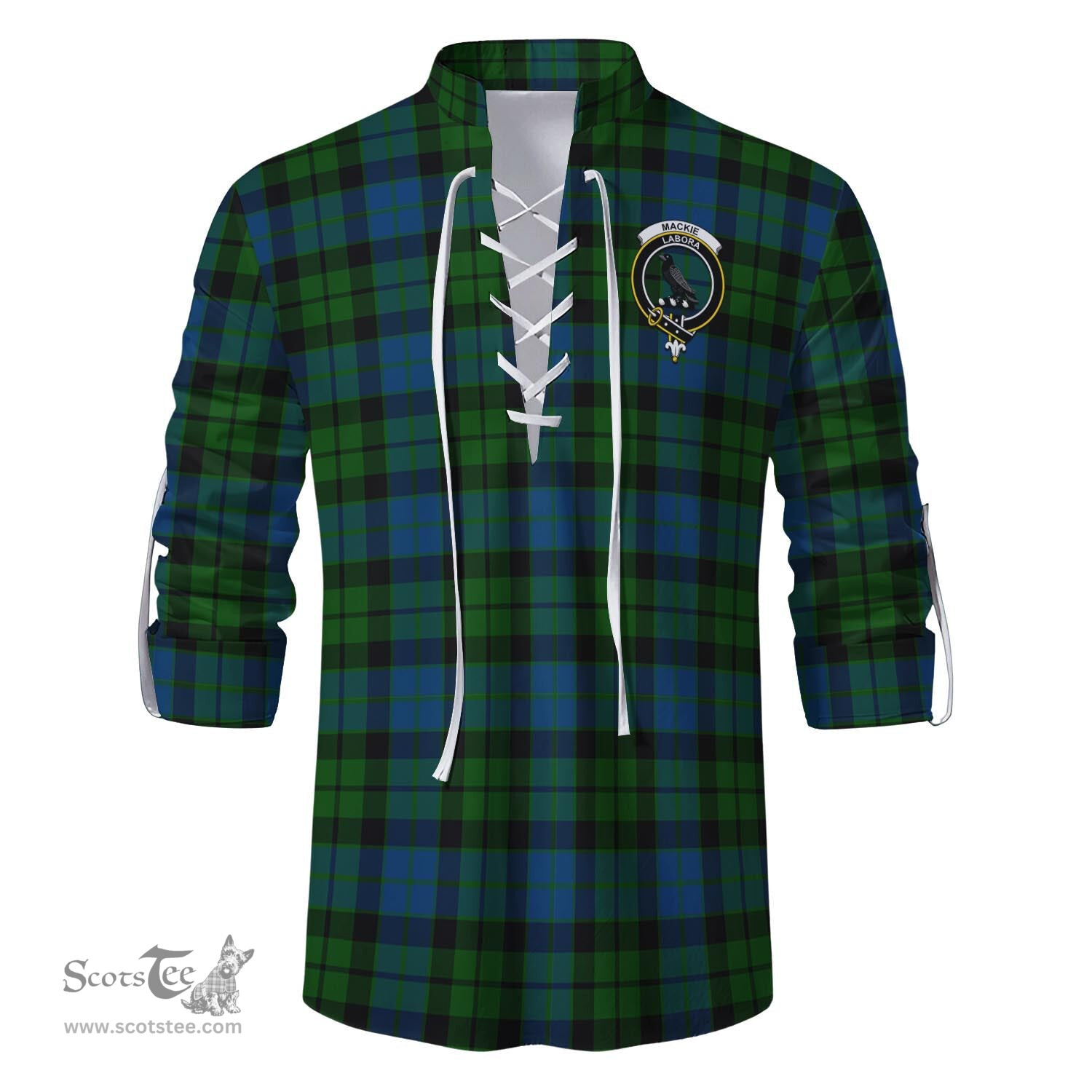 ScotsTee Shop Scottish MacKie Clan Crest Tartan Mens Scottish Jacobite Ghillie Casual Shirt