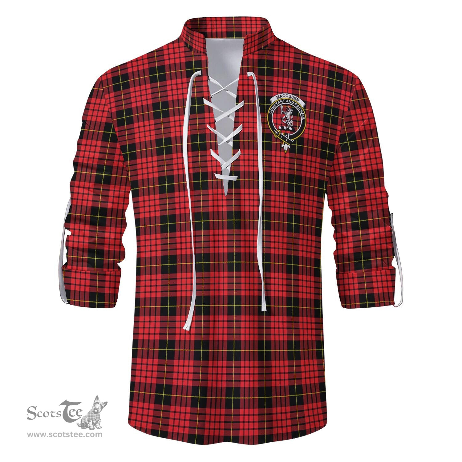 ScotsTee Shop Scottish MacQueen Modern Clan Crest Tartan Mens Scottish Jacobite Ghillie Casual Shirt