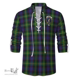 ScotsTee Shop Scottish Watson Clan Crest Tartan Mens Scottish Jacobite Ghillie Casual Shirt