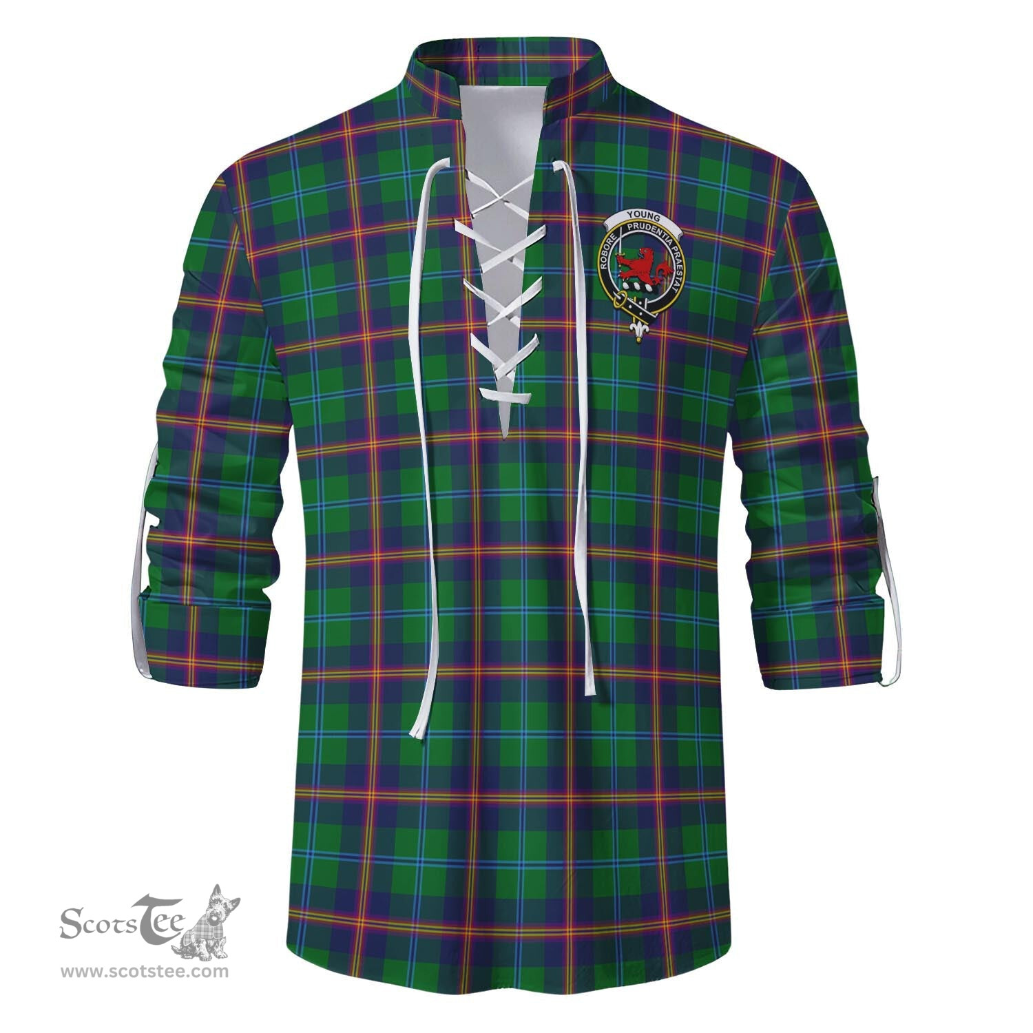 ScotsTee Shop Scottish Young Modern Clan Crest Tartan Mens Scottish Jacobite Ghillie Casual Shirt