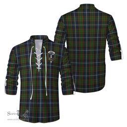 ScotsTee Shop Scottish MacRae Hunting Clan Crest Tartan Mens Scottish Jacobite Ghillie Casual Shirt
