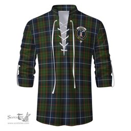 ScotsTee Shop Scottish MacRae Hunting Clan Crest Tartan Mens Scottish Jacobite Ghillie Casual Shirt