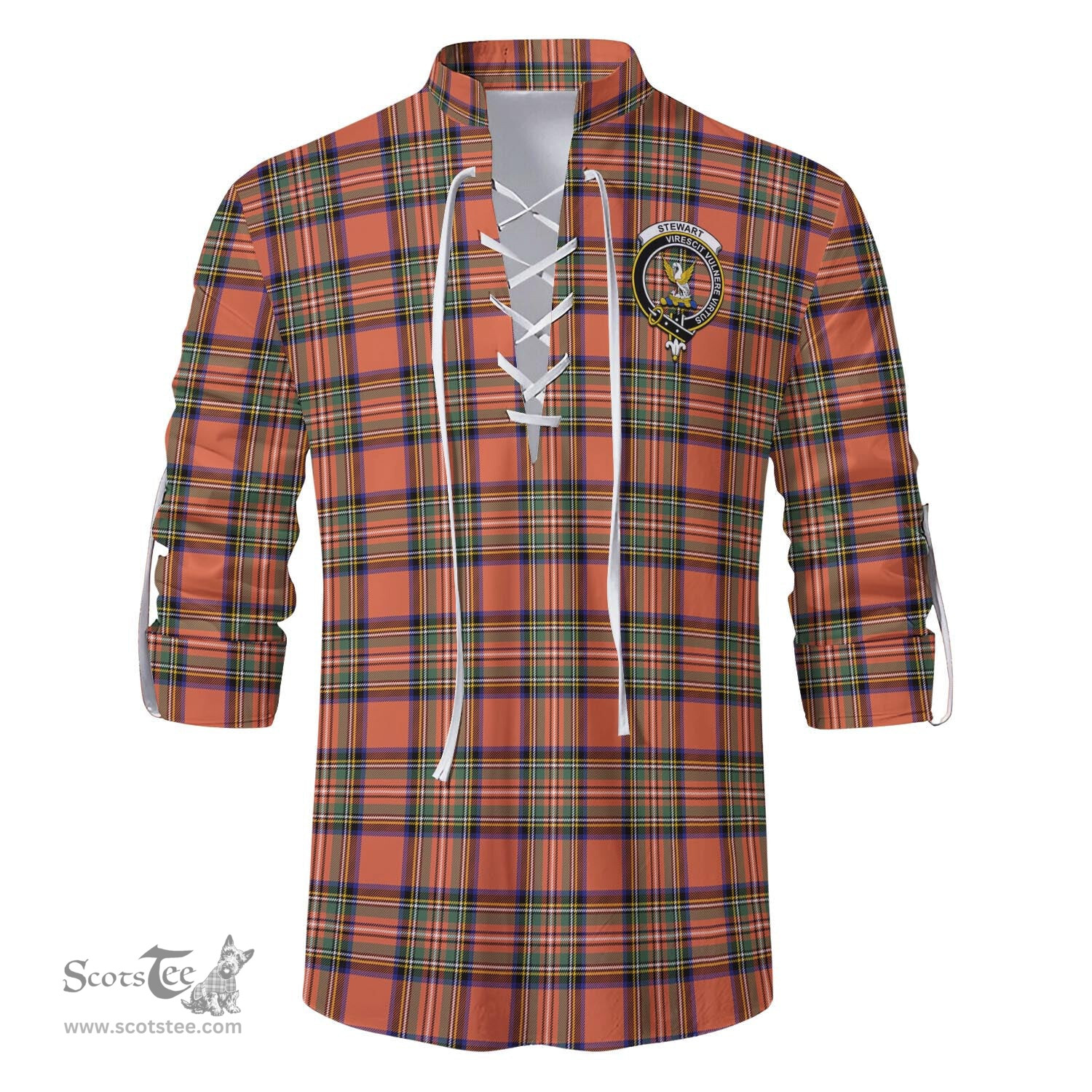 ScotsTee Shop Scottish Stewart Royal Ancient Clan Crest Tartan Mens Scottish Jacobite Ghillie Casual Shirt