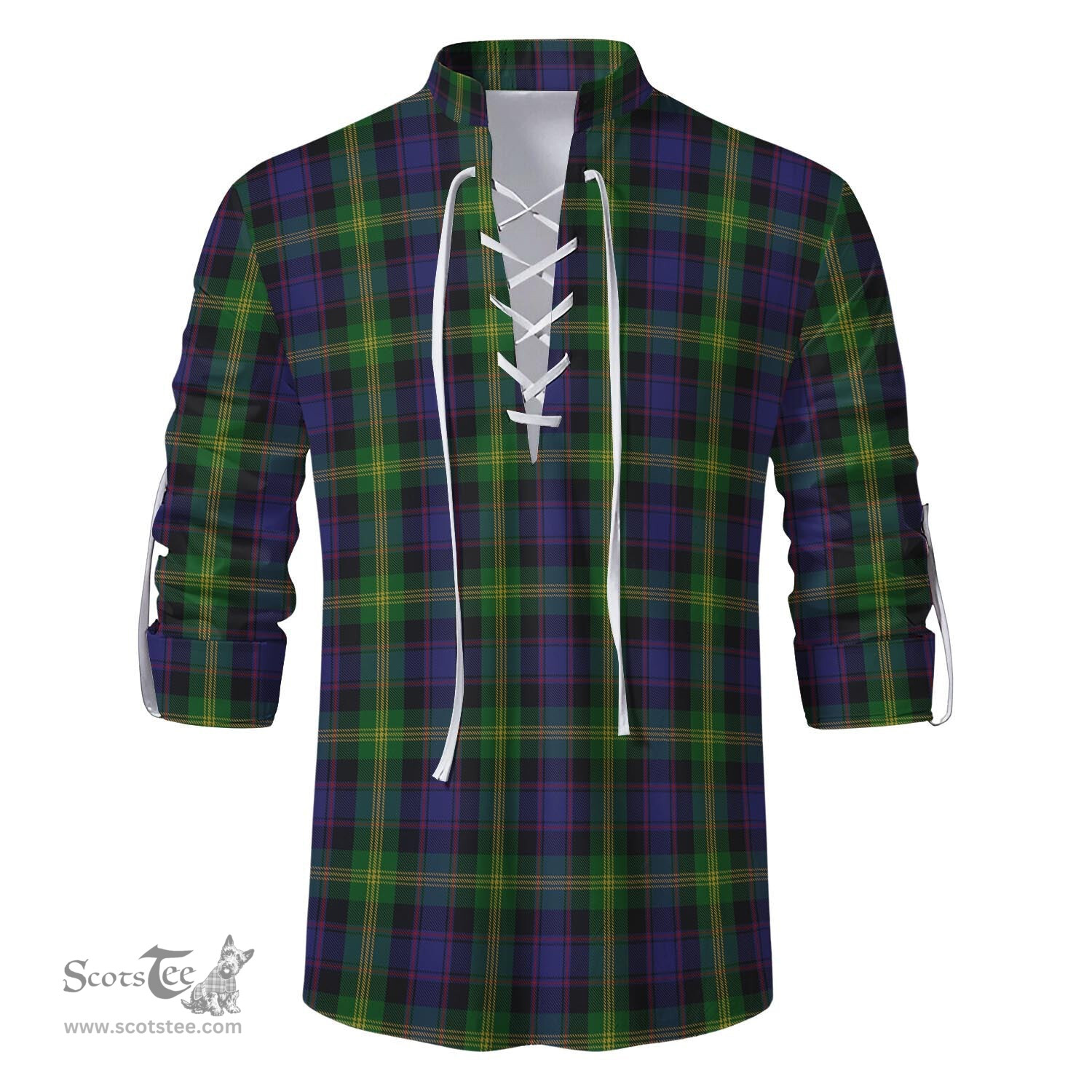 ScotsTee Shop Scottish Watson Clan Tartan Mens Scottish Jacobite Ghillie Casual Shirt