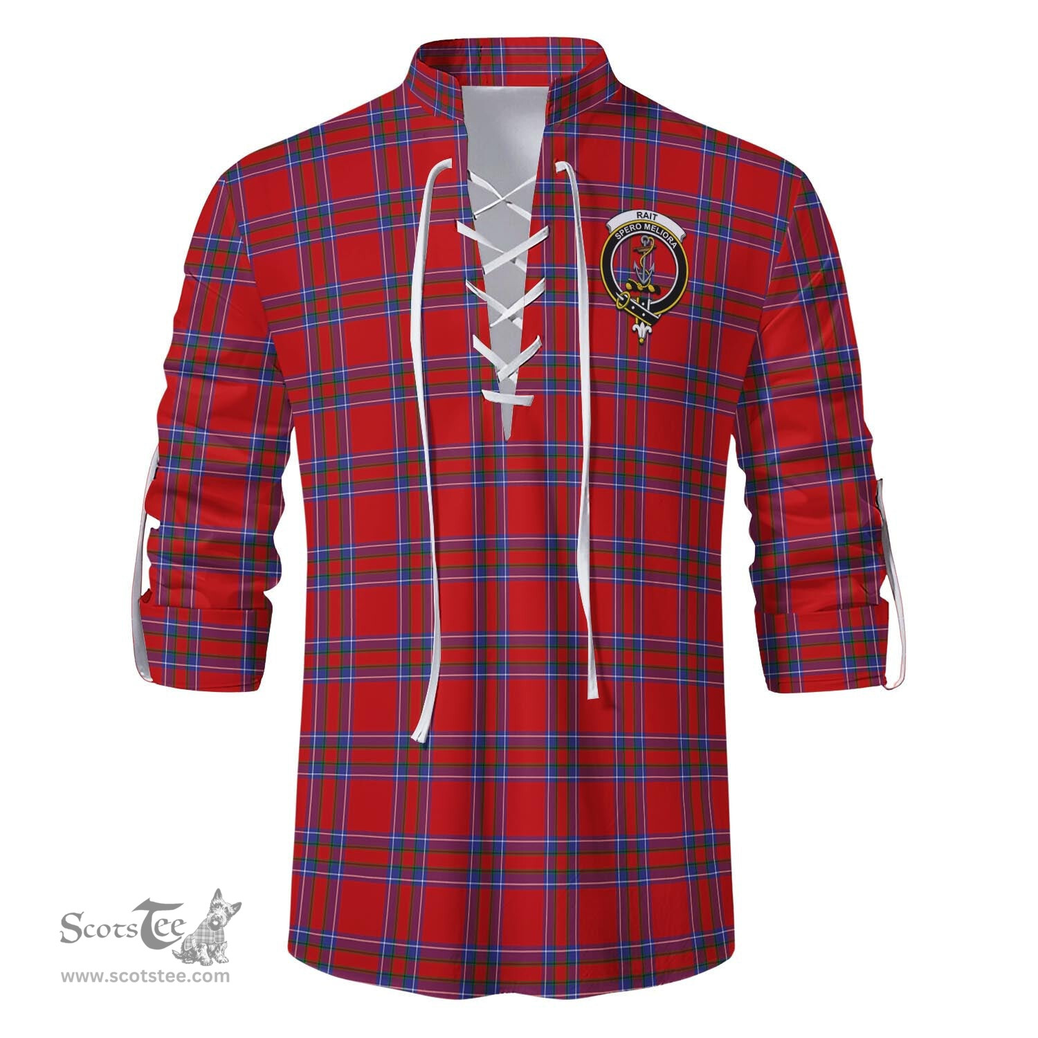 ScotsTee Shop Scottish Rait Clan Crest Tartan Mens Scottish Jacobite Ghillie Casual Shirt