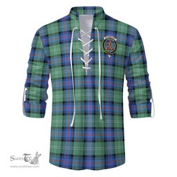ScotsTee Shop Scottish Sutherland Ancient Clan Crest Tartan Mens Scottish Jacobite Ghillie Casual Shirt