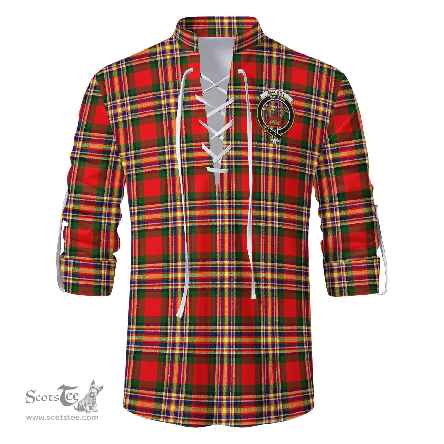 ScotsTee Shop Scottish MacGill Modern Clan Crest Tartan Mens Scottish Jacobite Ghillie Casual Shirt