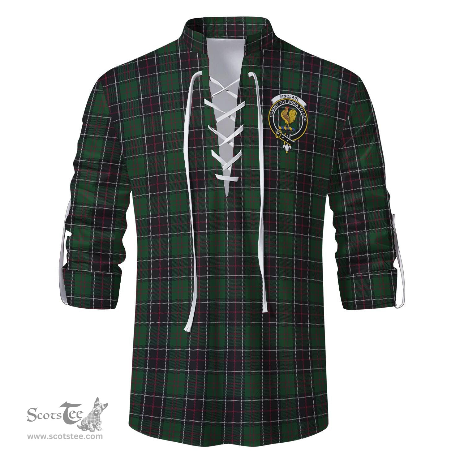 ScotsTee Shop Scottish Sinclair Hunting Clan Crest Tartan Mens Scottish Jacobite Ghillie Casual Shirt