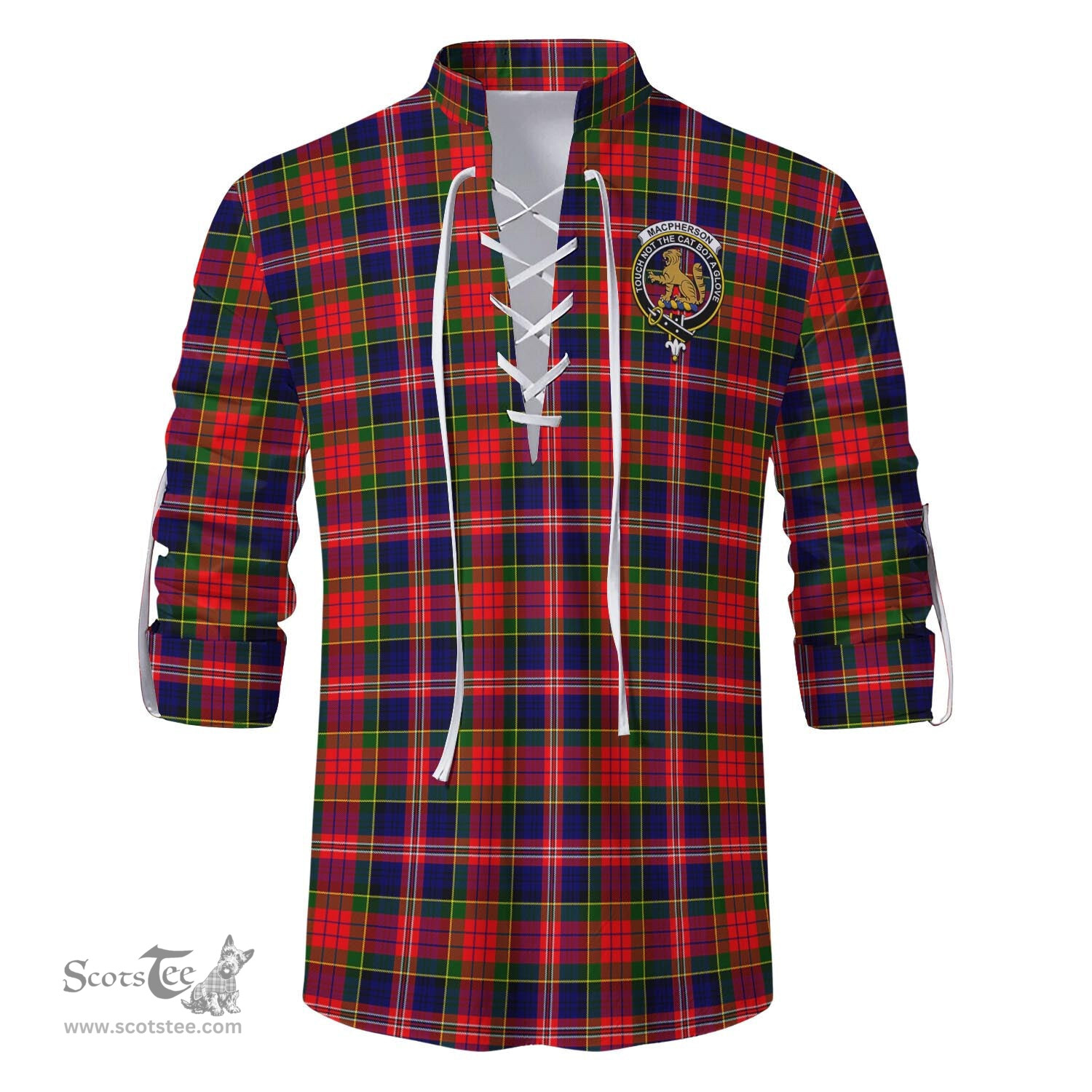 ScotsTee Shop Scottish MacPherson Modern Clan Crest Tartan Mens Scottish Jacobite Ghillie Casual Shirt