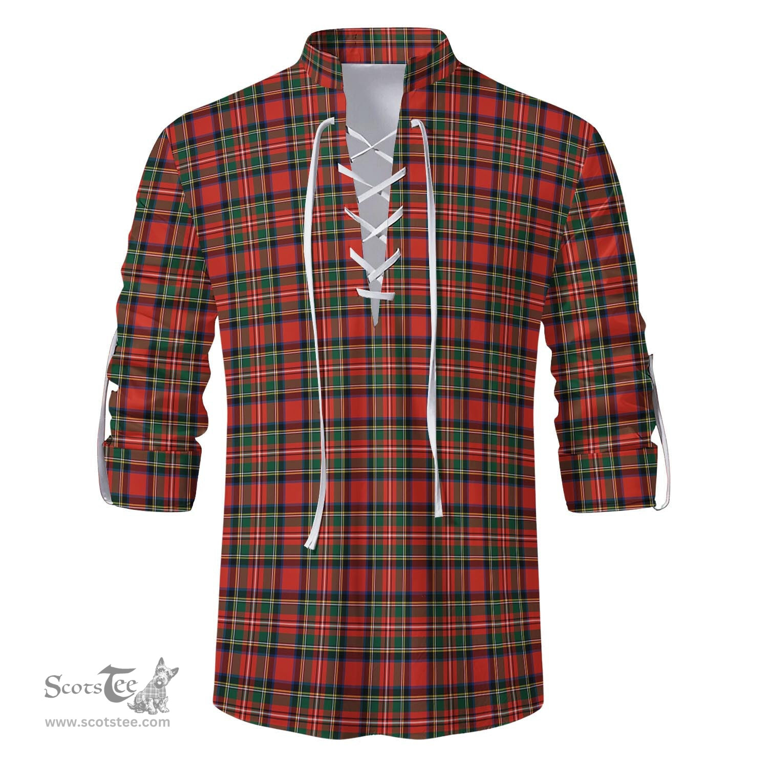 ScotsTee Shop Scottish Stewart Royal Modern Clan Tartan Mens Scottish Jacobite Ghillie Casual Shirt