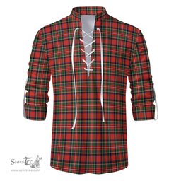 ScotsTee Shop Scottish Stewart Royal Modern Clan Tartan Mens Scottish Jacobite Ghillie Casual Shirt