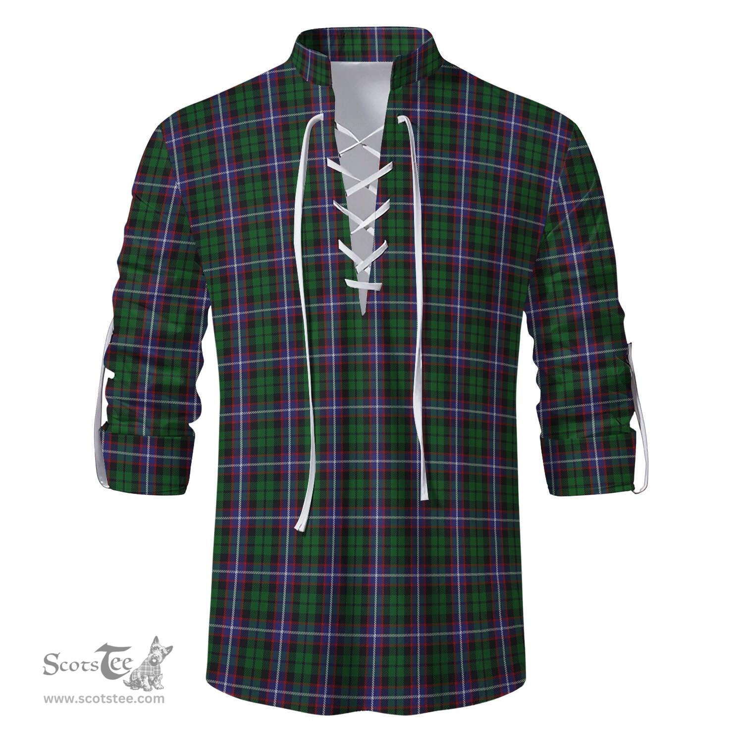 ScotsTee Shop Scottish Russell Clan Tartan Mens Scottish Jacobite Ghillie Casual Shirt