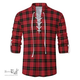ScotsTee Shop Scottish MacQueen Modern Clan Tartan Mens Scottish Jacobite Ghillie Casual Shirt