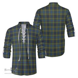 ScotsTee Shop Scottish MacLellan Ancient Clan Tartan Mens Scottish Jacobite Ghillie Casual Shirt