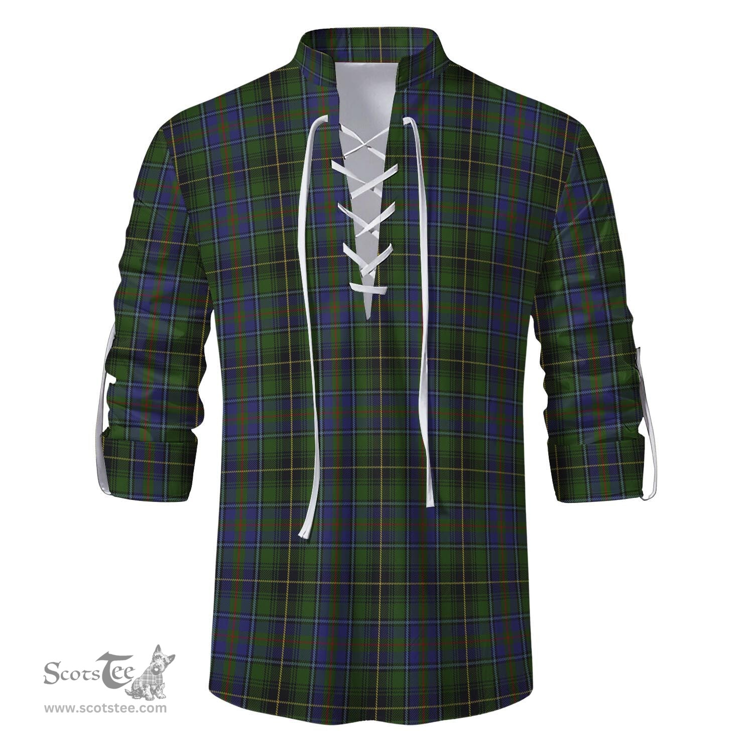 ScotsTee Shop Scottish MacInnes Clan Tartan Mens Scottish Jacobite Ghillie Casual Shirt