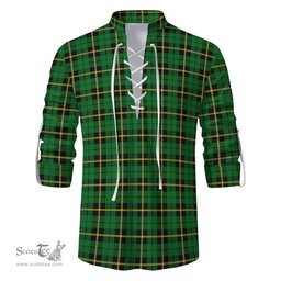 ScotsTee Shop Scottish Wallace Hunting Green Clan Tartan Mens Scottish Jacobite Ghillie Casual Shirt
