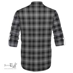 ScotsTee Shop Scottish MacLean Black and White Clan Crest Tartan Mens Scottish Jacobite Ghillie Casual Shirt