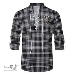 ScotsTee Shop Scottish MacLean Black and White Clan Crest Tartan Mens Scottish Jacobite Ghillie Casual Shirt