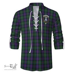 ScotsTee Shop Scottish MacCallum Clan Crest Tartan Mens Scottish Jacobite Ghillie Casual Shirt