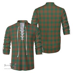 ScotsTee Shop Scottish Menzies Green Ancient Clan Tartan Mens Scottish Jacobite Ghillie Casual Shirt