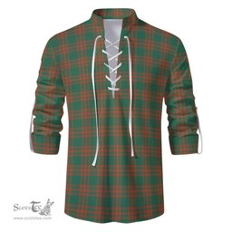 ScotsTee Shop Scottish Menzies Green Ancient Clan Tartan Mens Scottish Jacobite Ghillie Casual Shirt