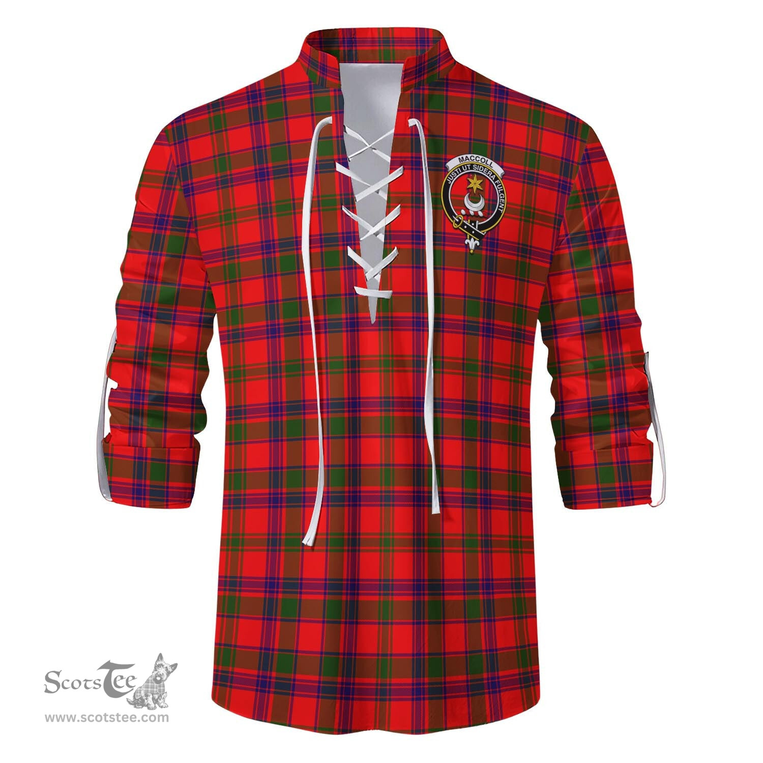 ScotsTee Shop Scottish MacColl Modern Clan Crest Tartan Mens Scottish Jacobite Ghillie Casual Shirt