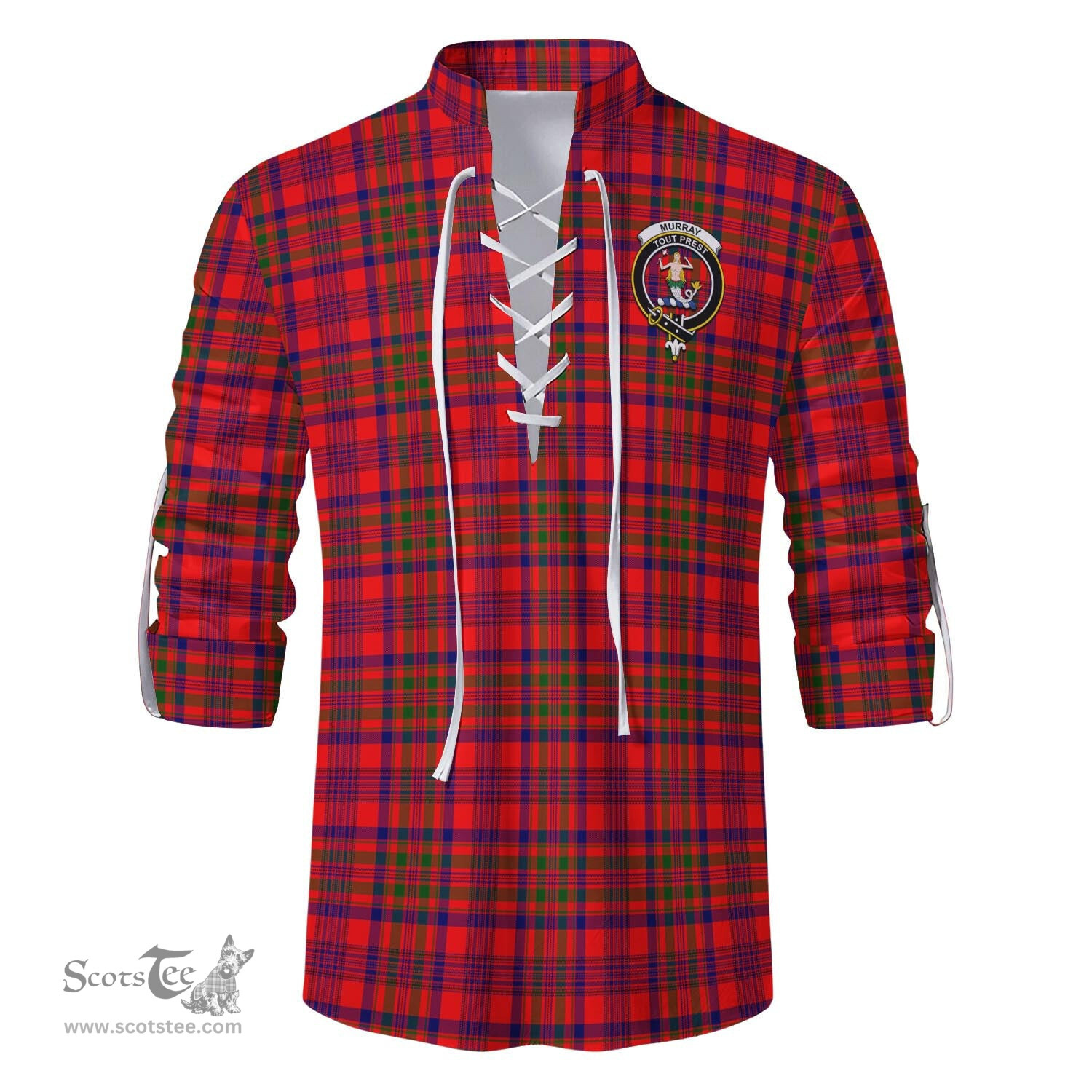 ScotsTee Shop Scottish Murray of Tulloch Modern Clan Crest Tartan Mens Scottish Jacobite Ghillie Casual Shirt