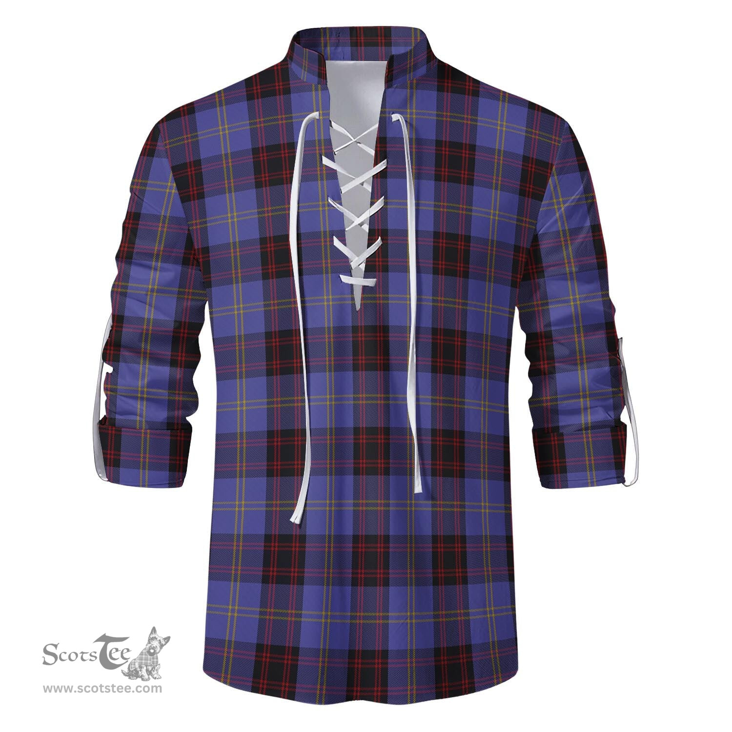 ScotsTee Shop Scottish Rutherford Clan Tartan Mens Scottish Jacobite Ghillie Casual Shirt