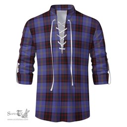 ScotsTee Shop Scottish Rutherford Clan Tartan Mens Scottish Jacobite Ghillie Casual Shirt