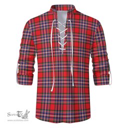 ScotsTee Shop Scottish MacFarlane Modern Clan Tartan Mens Scottish Jacobite Ghillie Casual Shirt
