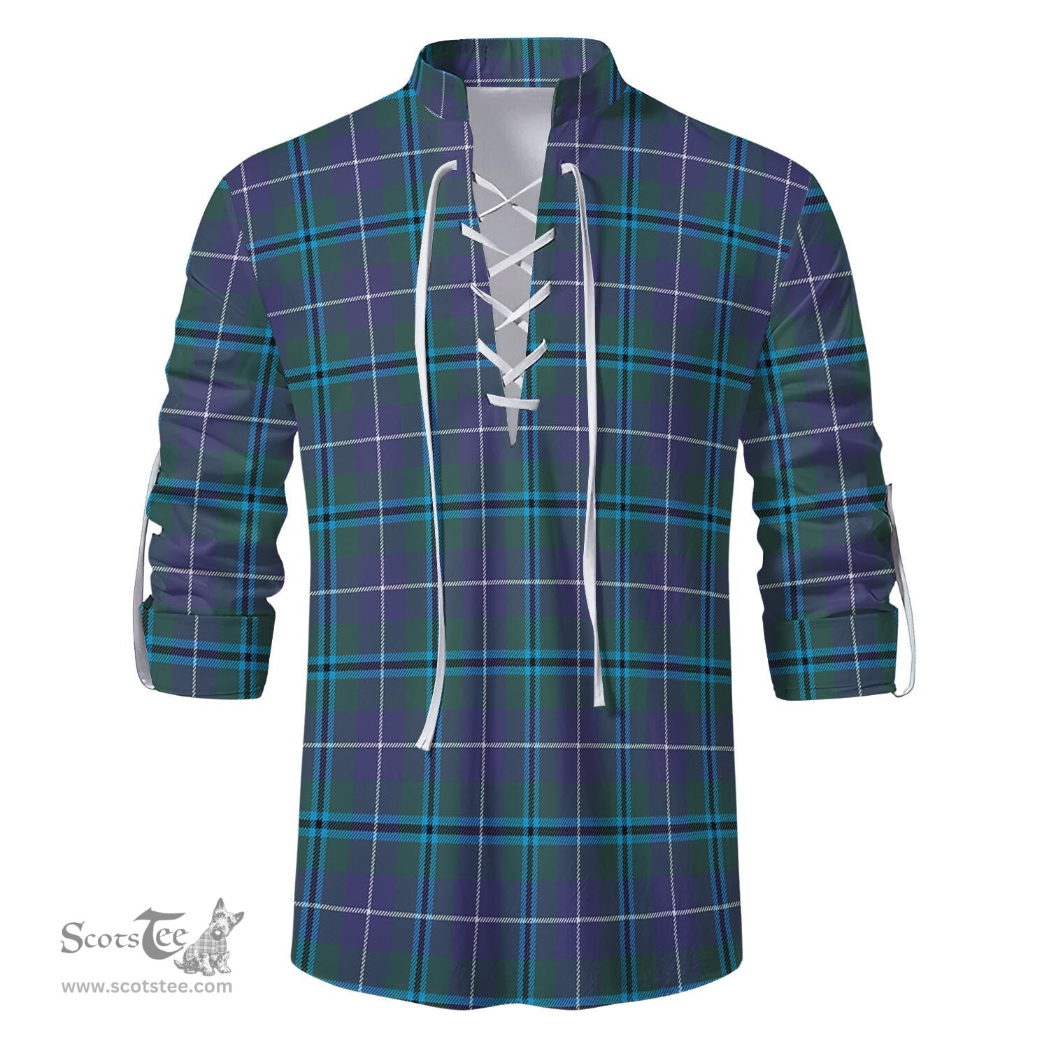 ScotsTee Shop Scottish Sandilands Clan Tartan Mens Scottish Jacobite Ghillie Casual Shirt