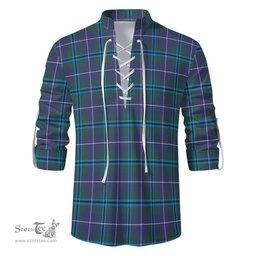 ScotsTee Shop Scottish Sandilands Clan Tartan Mens Scottish Jacobite Ghillie Casual Shirt