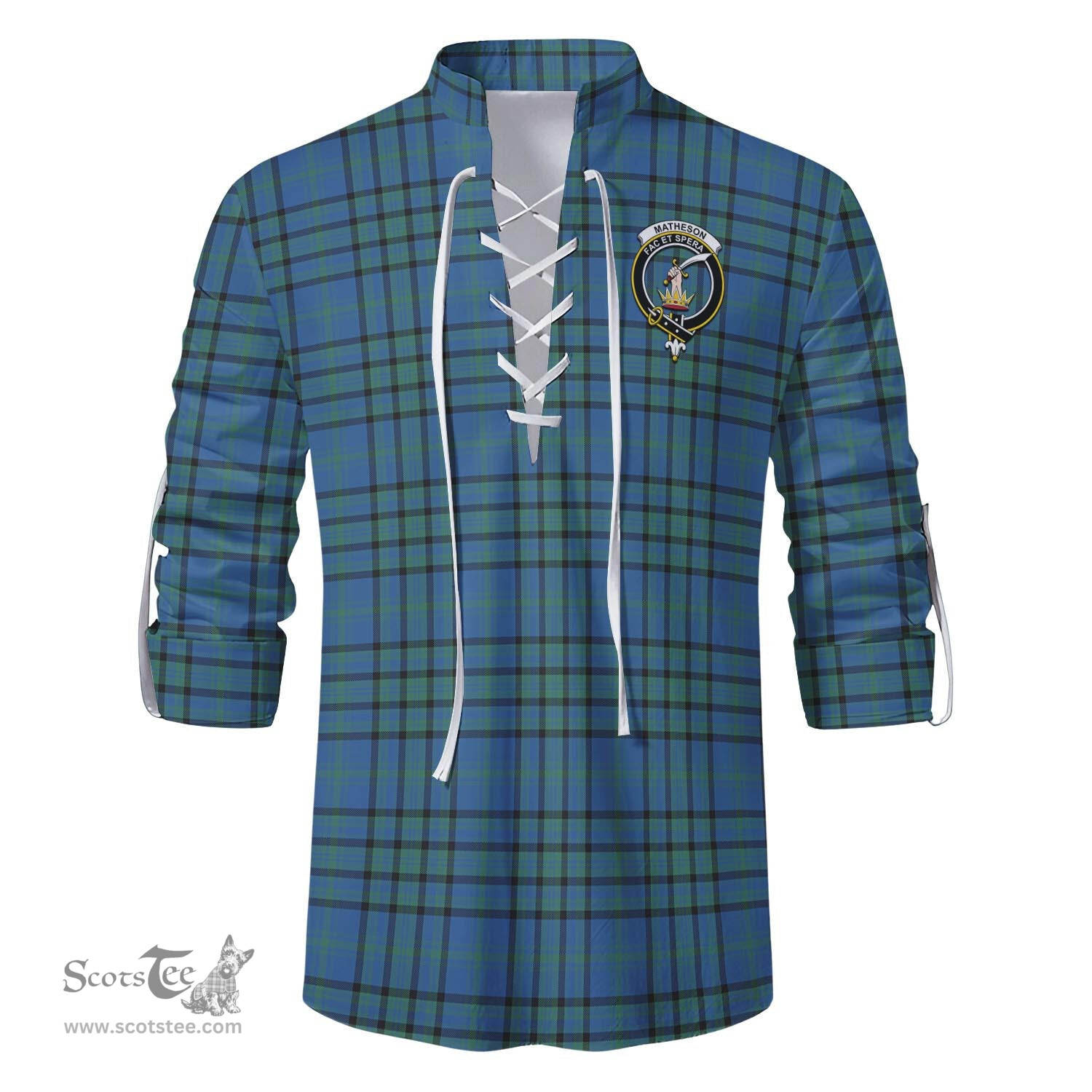 ScotsTee Shop Scottish Matheson Hunting Ancient Clan Crest Tartan Mens Scottish Jacobite Ghillie Casual Shirt