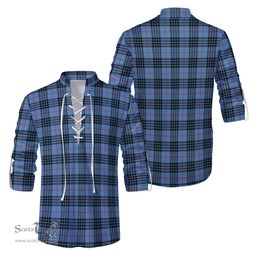 ScotsTee Shop Scottish MacKay Blue Clan Tartan Mens Scottish Jacobite Ghillie Casual Shirt