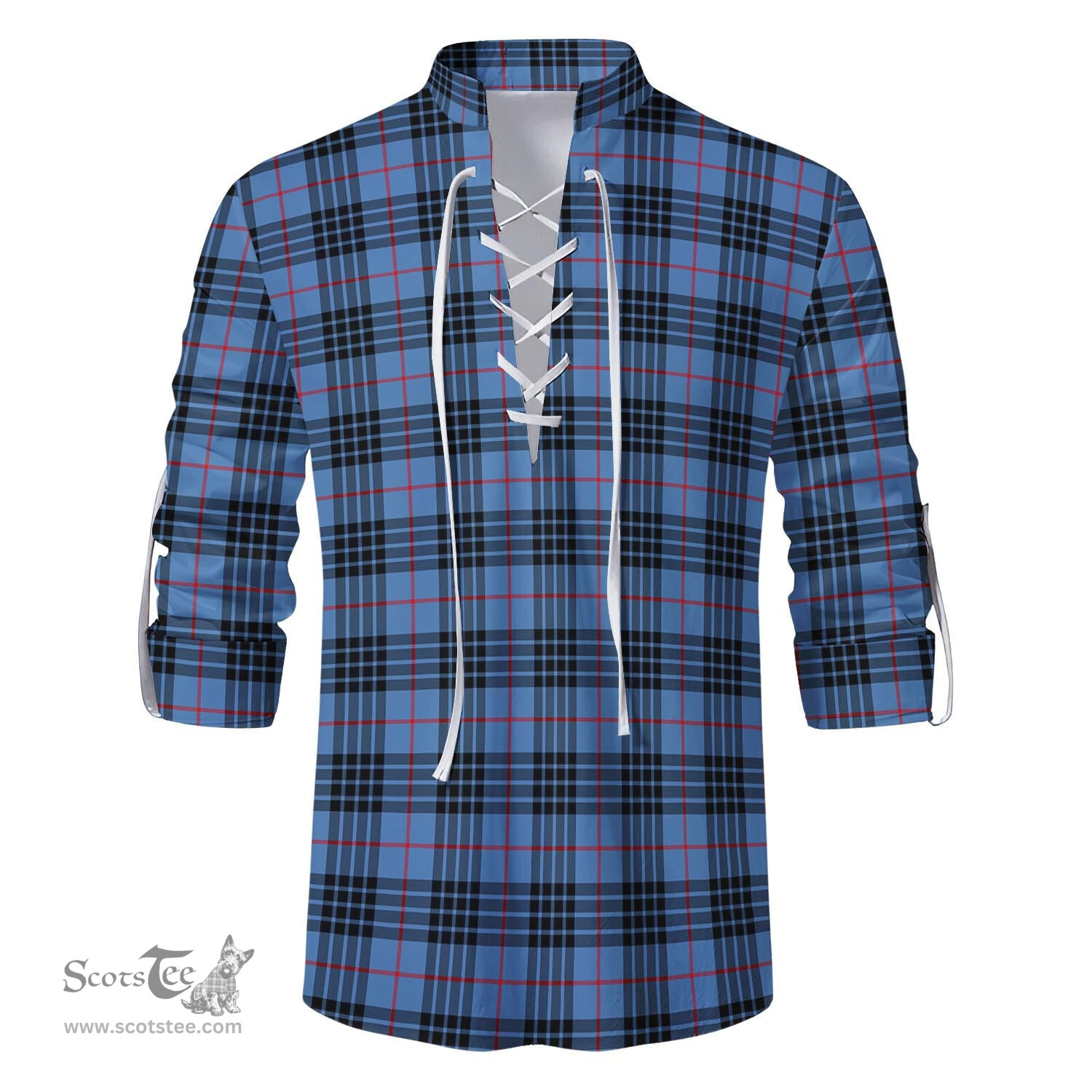 ScotsTee Shop Scottish MacKay Blue Clan Tartan Mens Scottish Jacobite Ghillie Casual Shirt