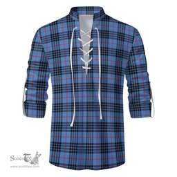 ScotsTee Shop Scottish MacKay Blue Clan Tartan Mens Scottish Jacobite Ghillie Casual Shirt